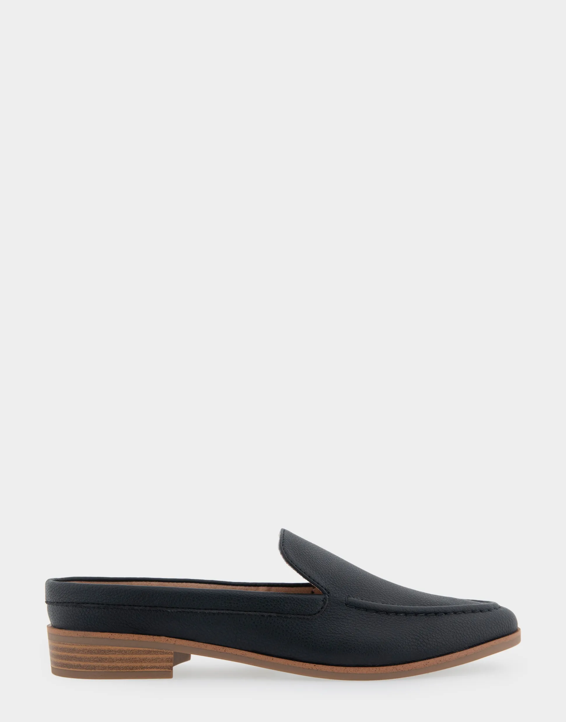 Comfortable Women's Backless Slip On Loafer in Black Faux Leather