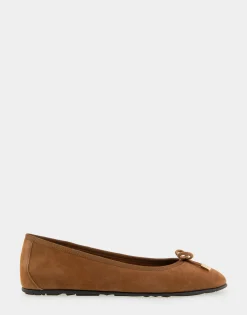 Comfortable Women's Ballet Flat in Tobacco Suede Suede
