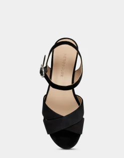 Comfortable Women's Crisscross Platform Sandal in Black Suede