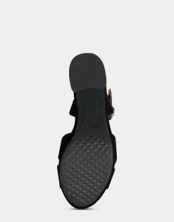 Comfortable Women's Crisscross Platform Sandal in Black Suede