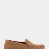 Comfortable Women's Driver in Camel Pebbled Nubuck Leather