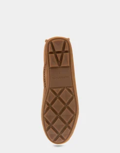 Comfortable Women's Driver in Camel Pebbled Nubuck Leather