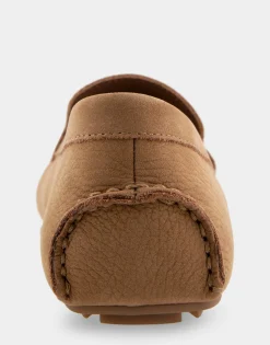 Comfortable Women's Driver in Camel Pebbled Nubuck Leather