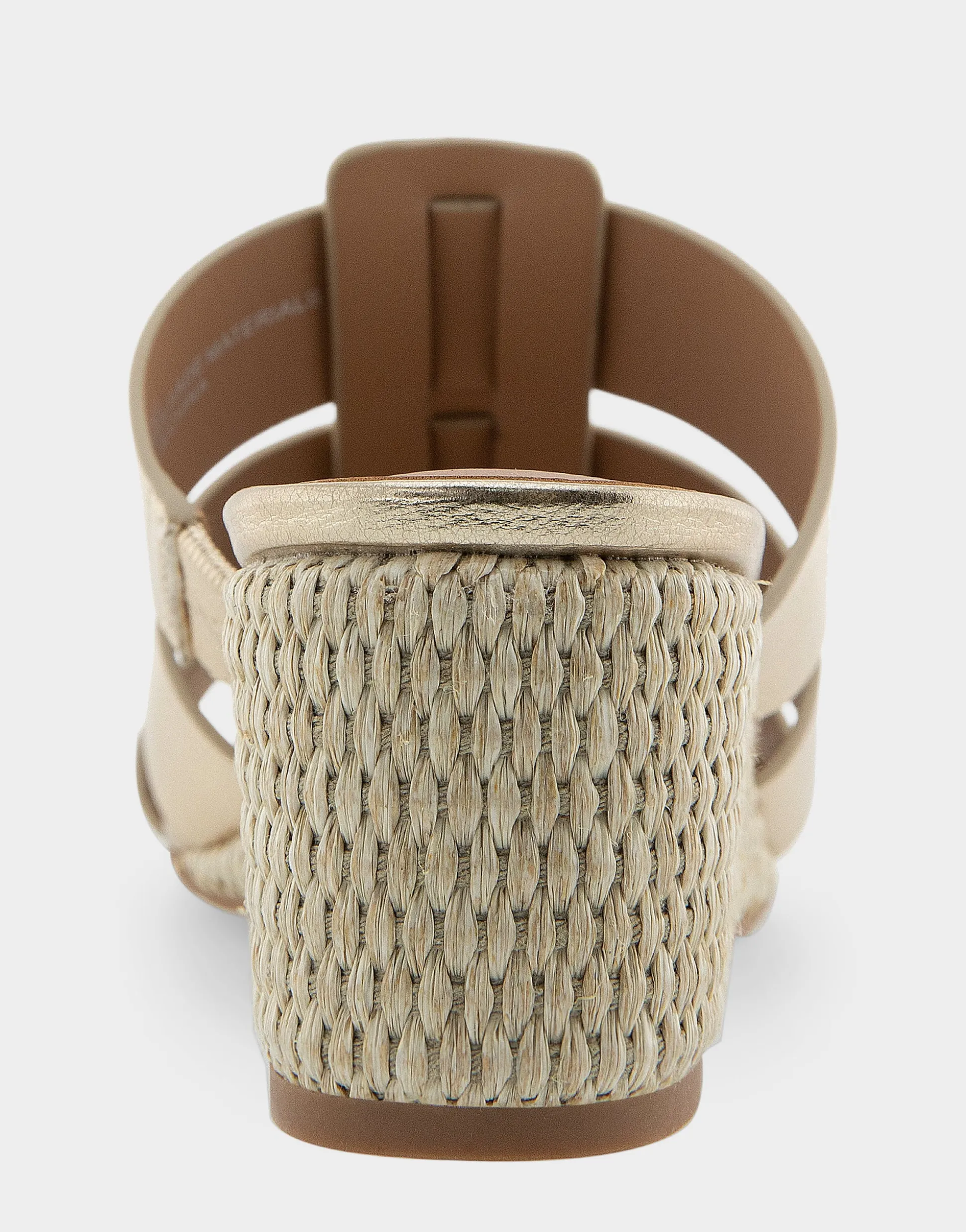 Comfortable Women's Fisherman Mid Wedge Slide in Soft Gold Faux Leather