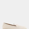 Comfortable Women's Flexible Tailored Debosssed Logo Loafer in Eggnog Leather Leather