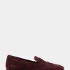 Comfortable Women's Flexible Tailored Debosssed Logo Loafer in Deep Aubergine Suede Suede