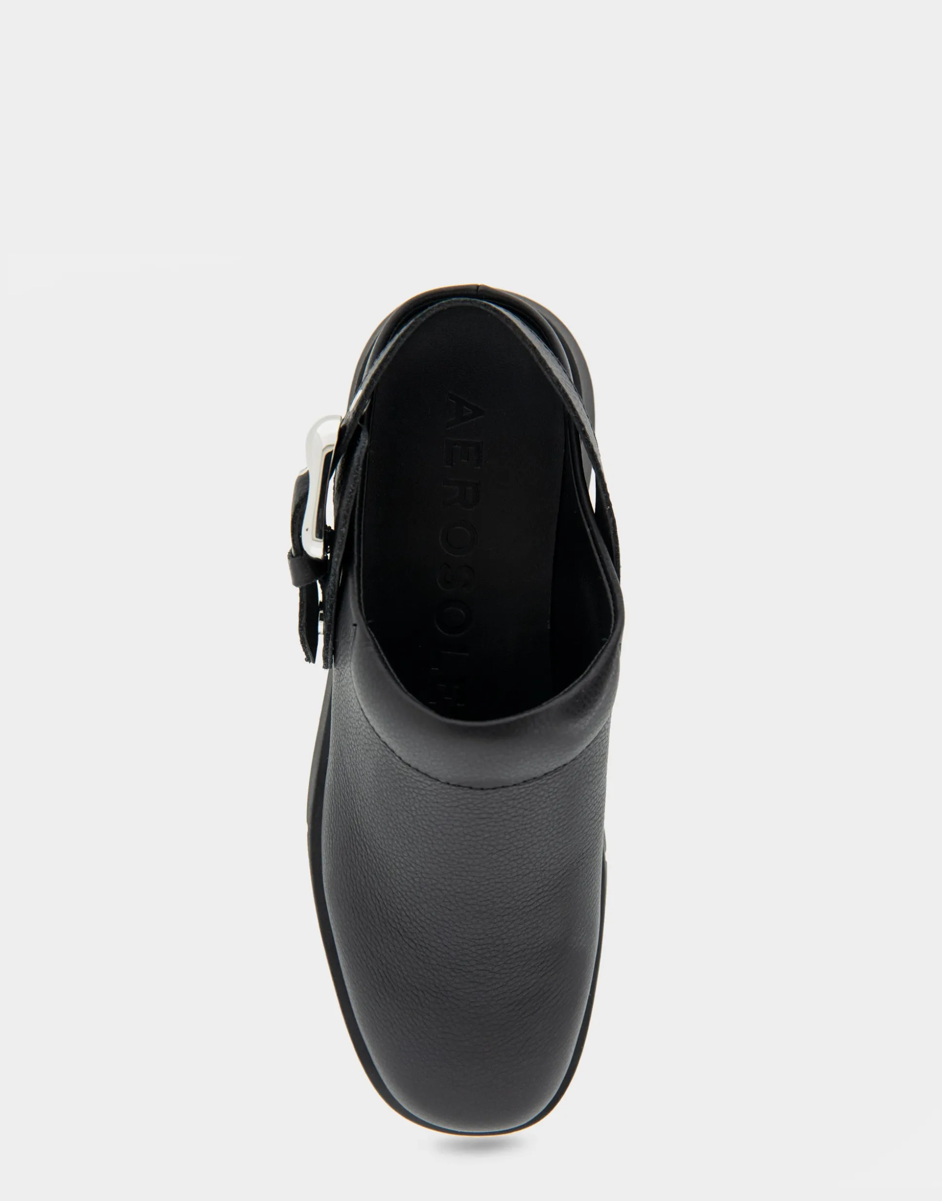 Comfortable Women's Flexible Molded Unit Convertible Clog in Black Leather Leather