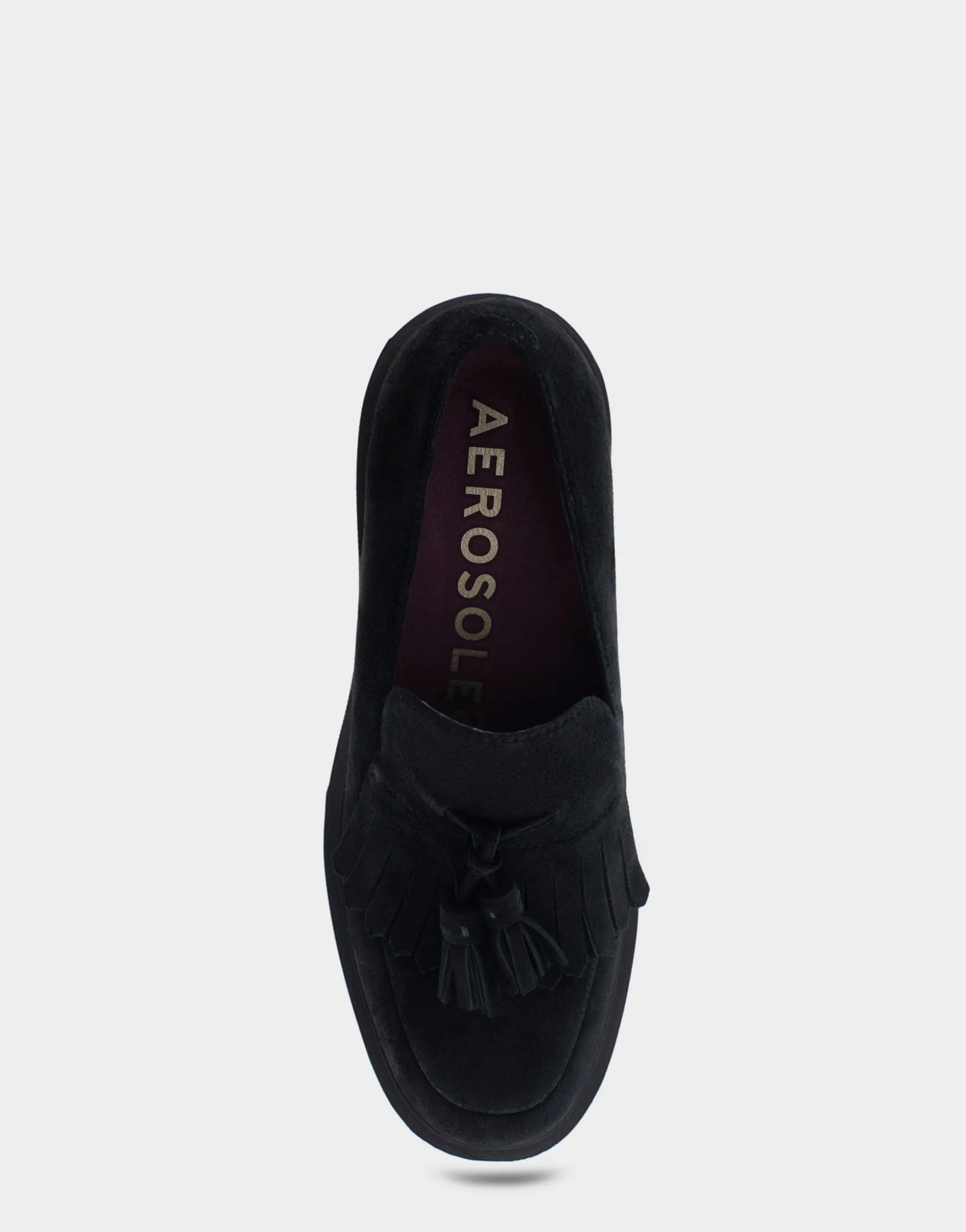 Comfortable Women's Heeled Loafer in Black Genuine Suede