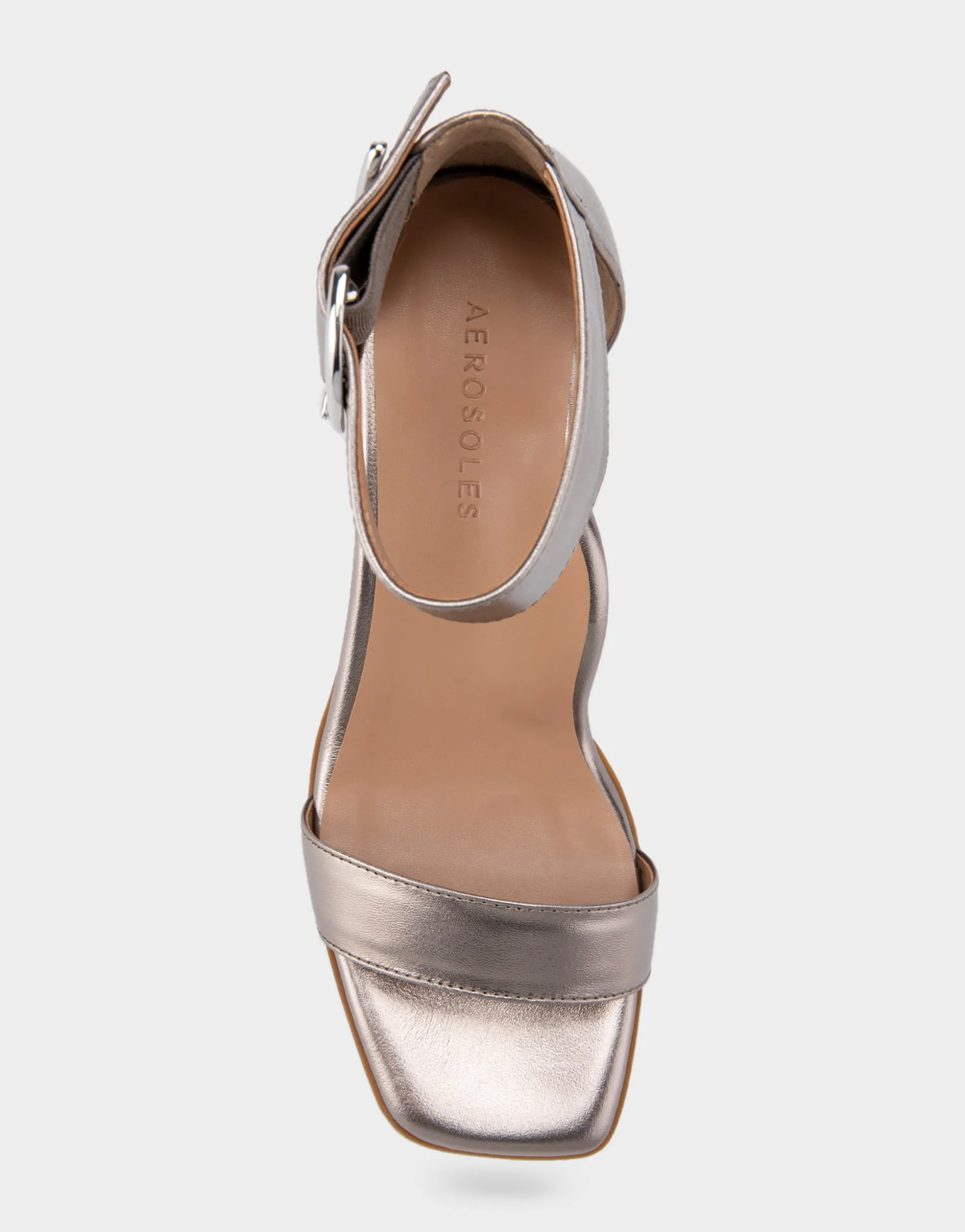 Comfortable Women's Heeled Sandal in Silver Genuine Leather