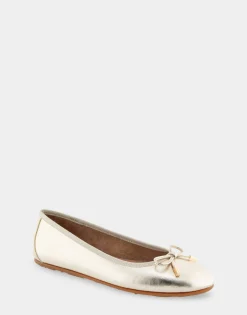 Comfortable Women's Hidden Wedge Ballet Flat in Gold Faux Leather