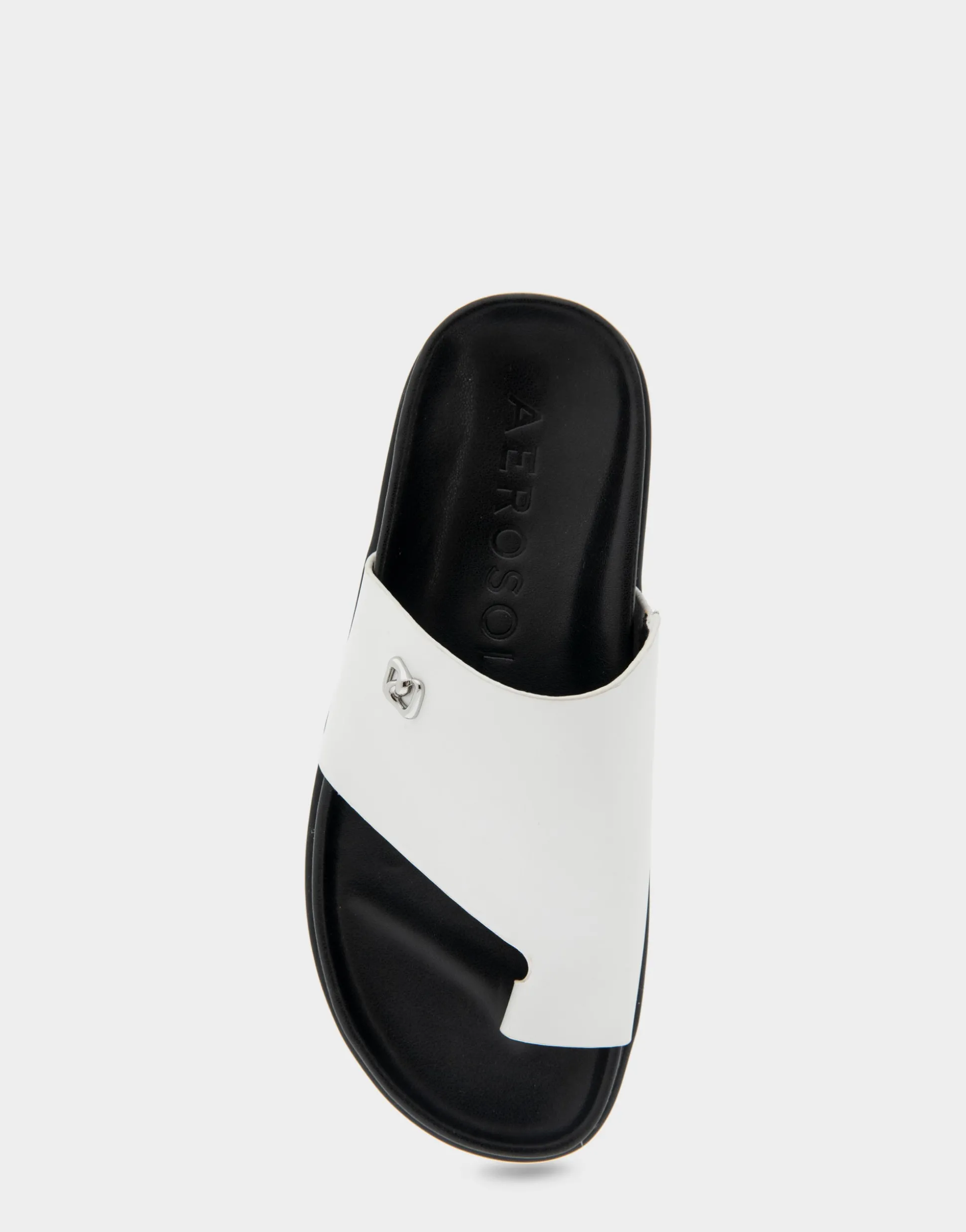 Comfortable Women's Hooded Toe Ring Footbed Sandal in White Leather