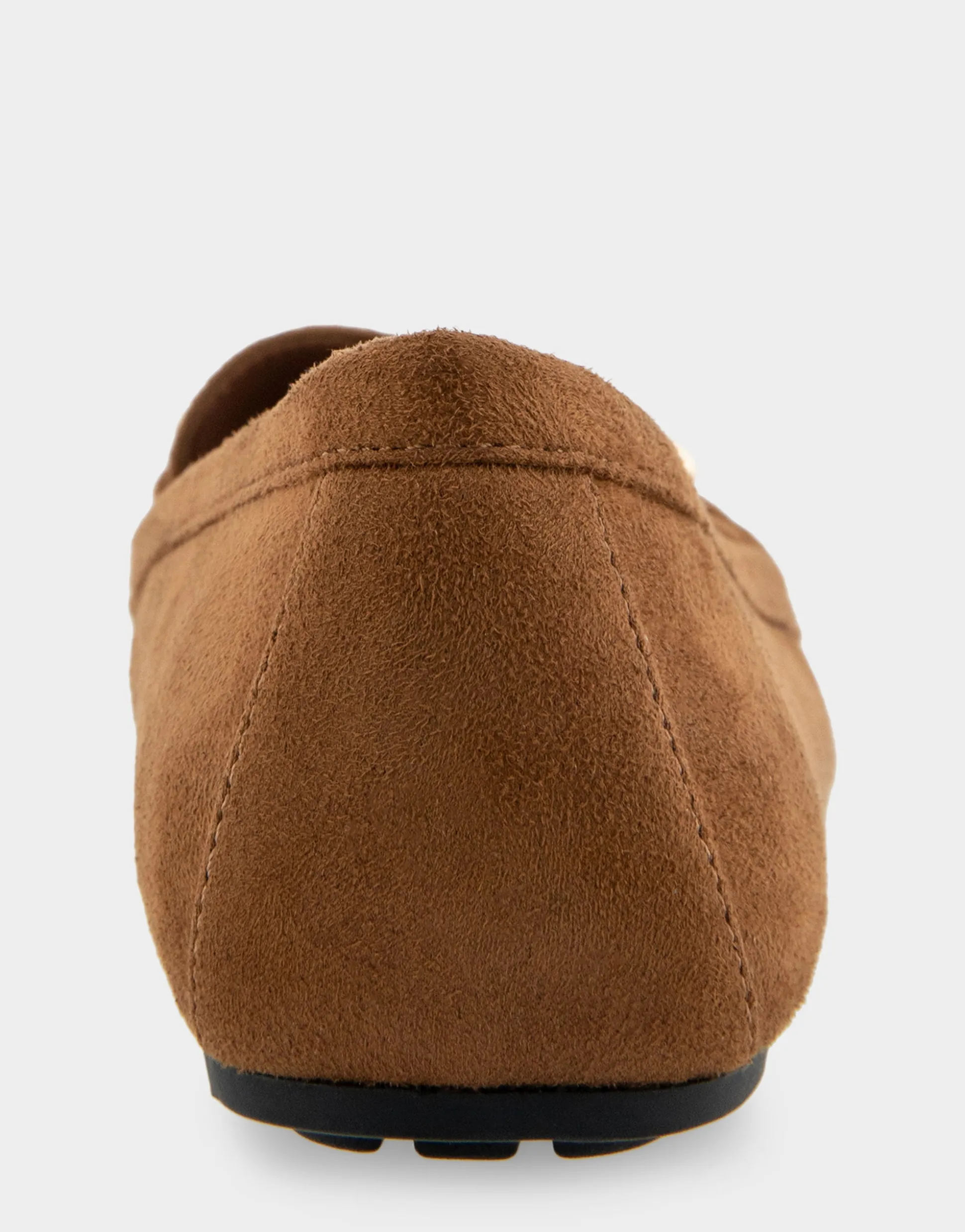 Comfortable Women's Horsebit Driver Moc in Tobacco Faux Suede Faux Suede