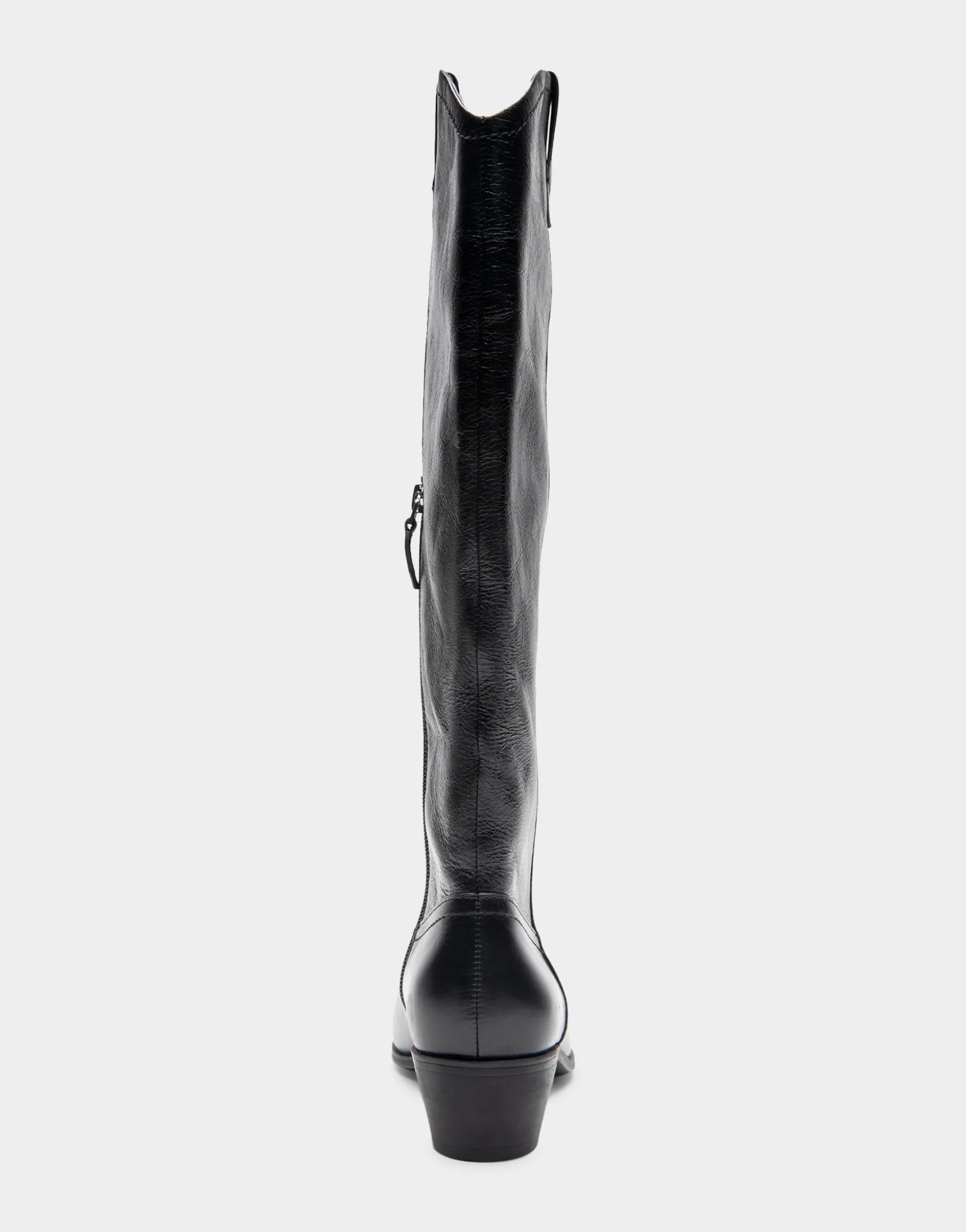 Comfortable Women's Knee High Western Boot in Black Burnished Leather