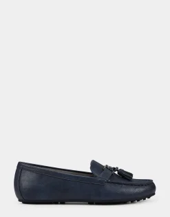 Comfortable Women's Loafer in Blue Faux Leather