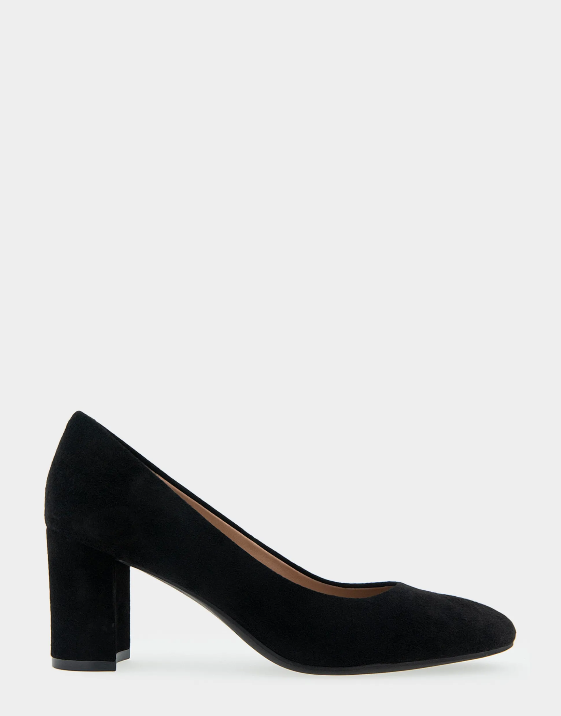Comfortable Women's Mid Heel Pump in Genuine Black Suede