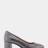 Comfortable Women's Mid Heel Pump in Gunmetal Genuine Leather