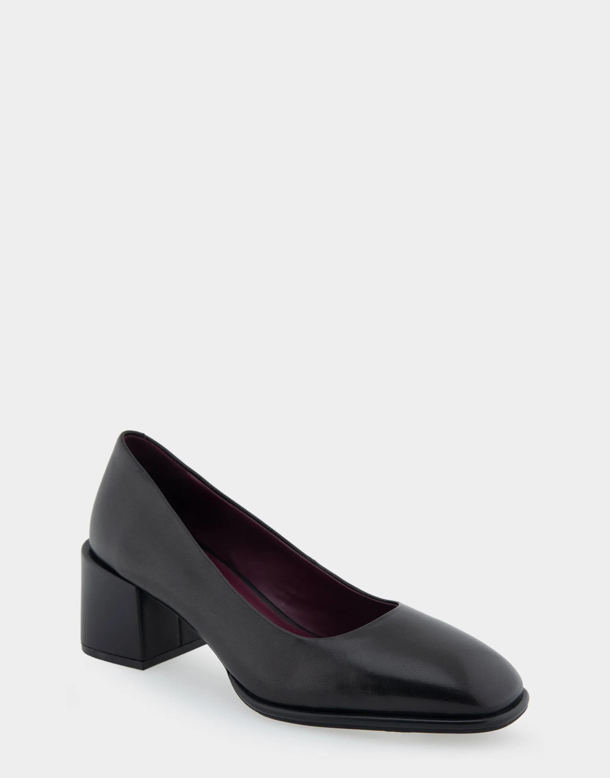 Comfortable Women's Mid Heel Pump in Black Genuine Leather
