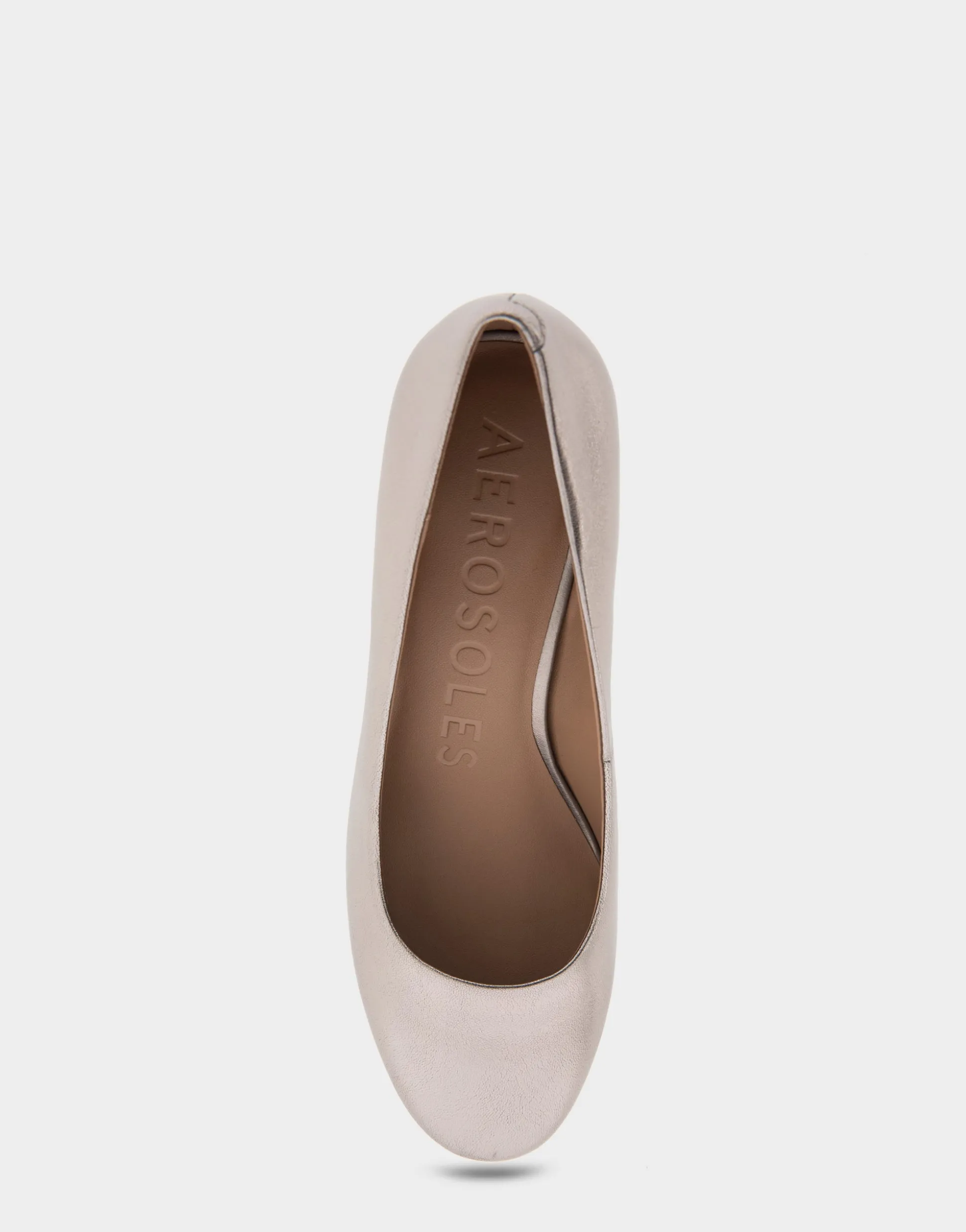 Comfortable Women's Mid Heel Pump in Champagne Genuine Leather
