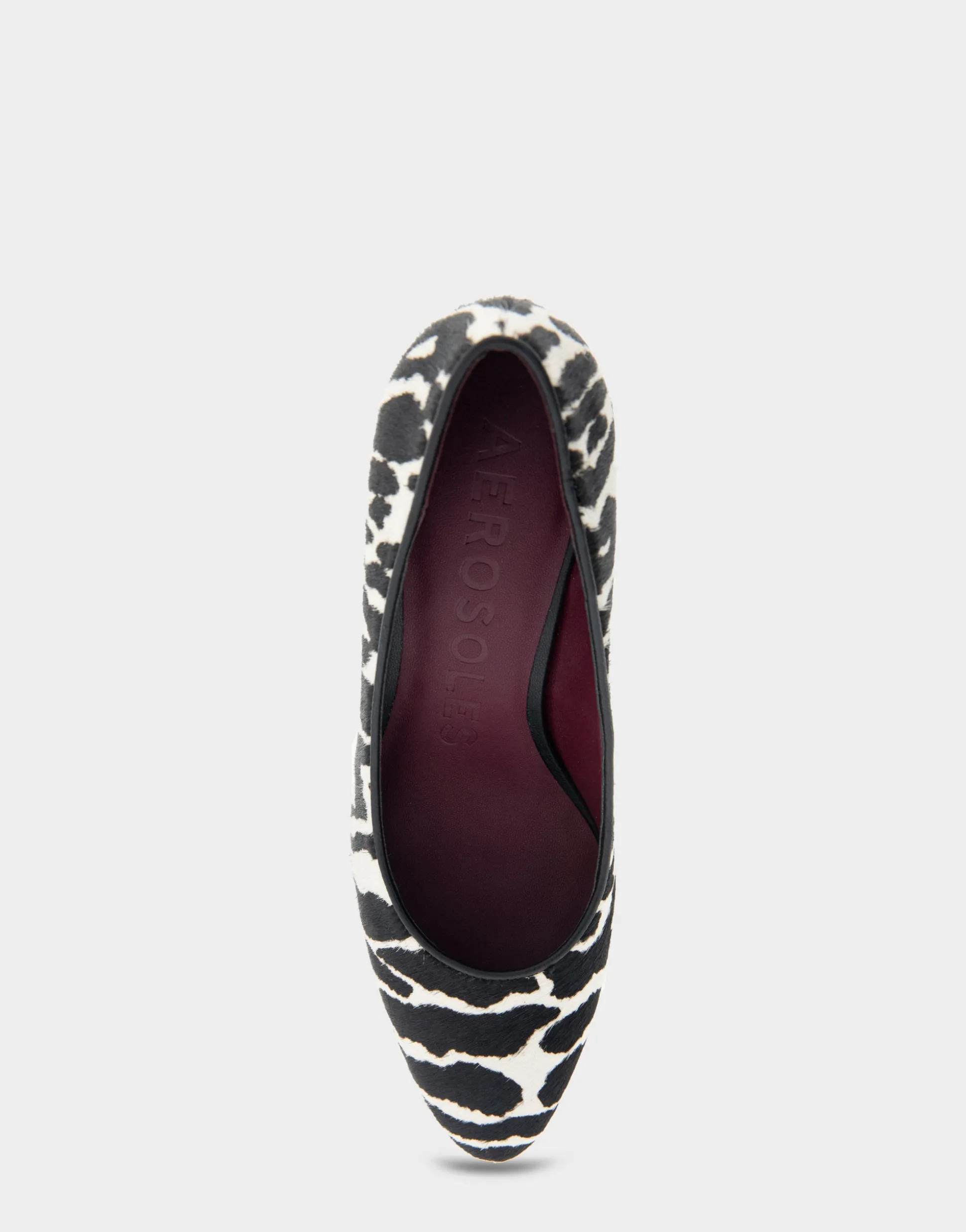 Comfortable Women's Mid Heel Pump in Zebra Print Calf Hair