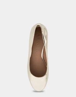 Comfortable Women's Mid Heel Pump in Soft Gold Leather