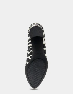 Comfortable Women's Mid Heel Pump in Zebra Print Calf Hair