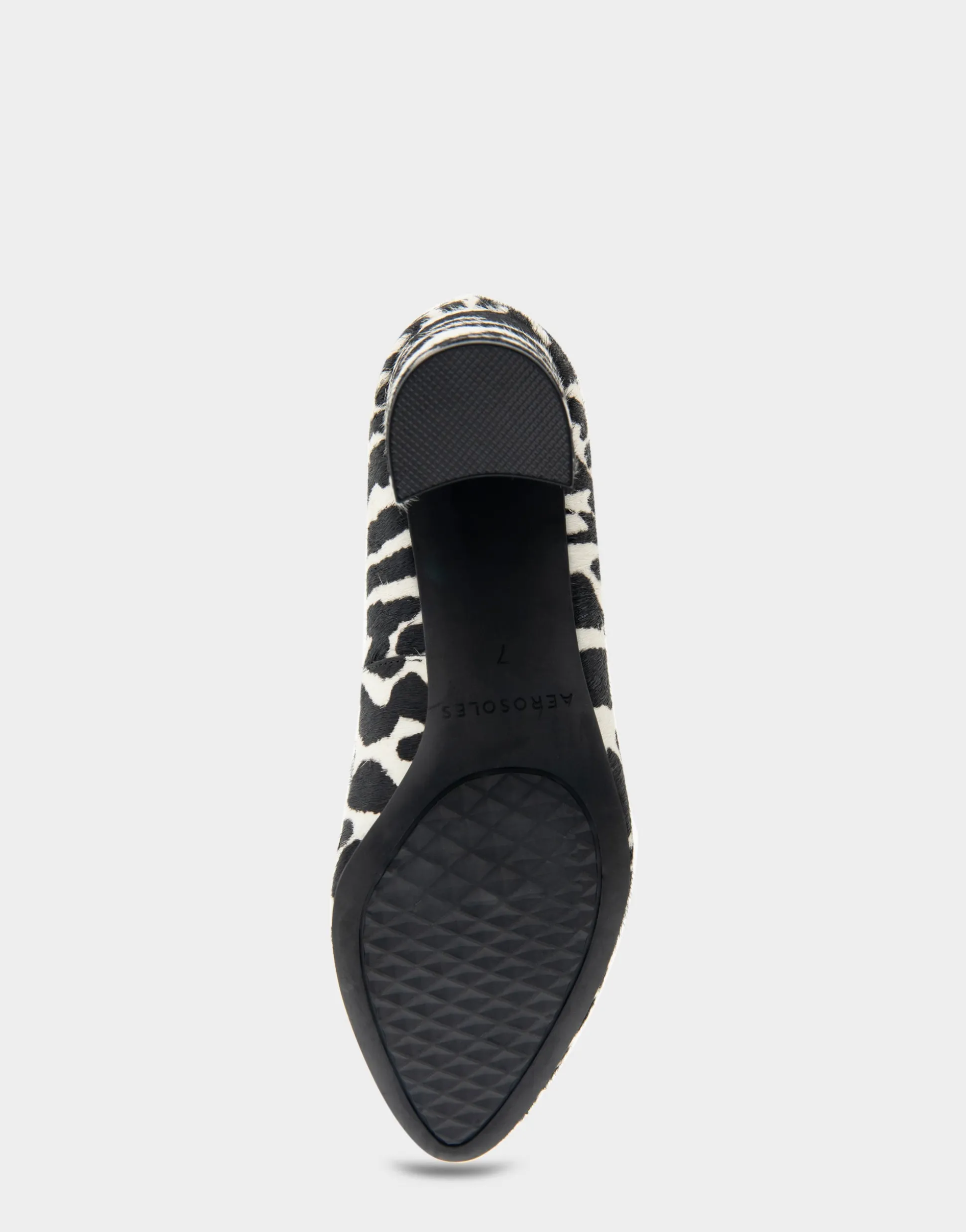Comfortable Women's Mid Heel Pump in Zebra Print Calf Hair