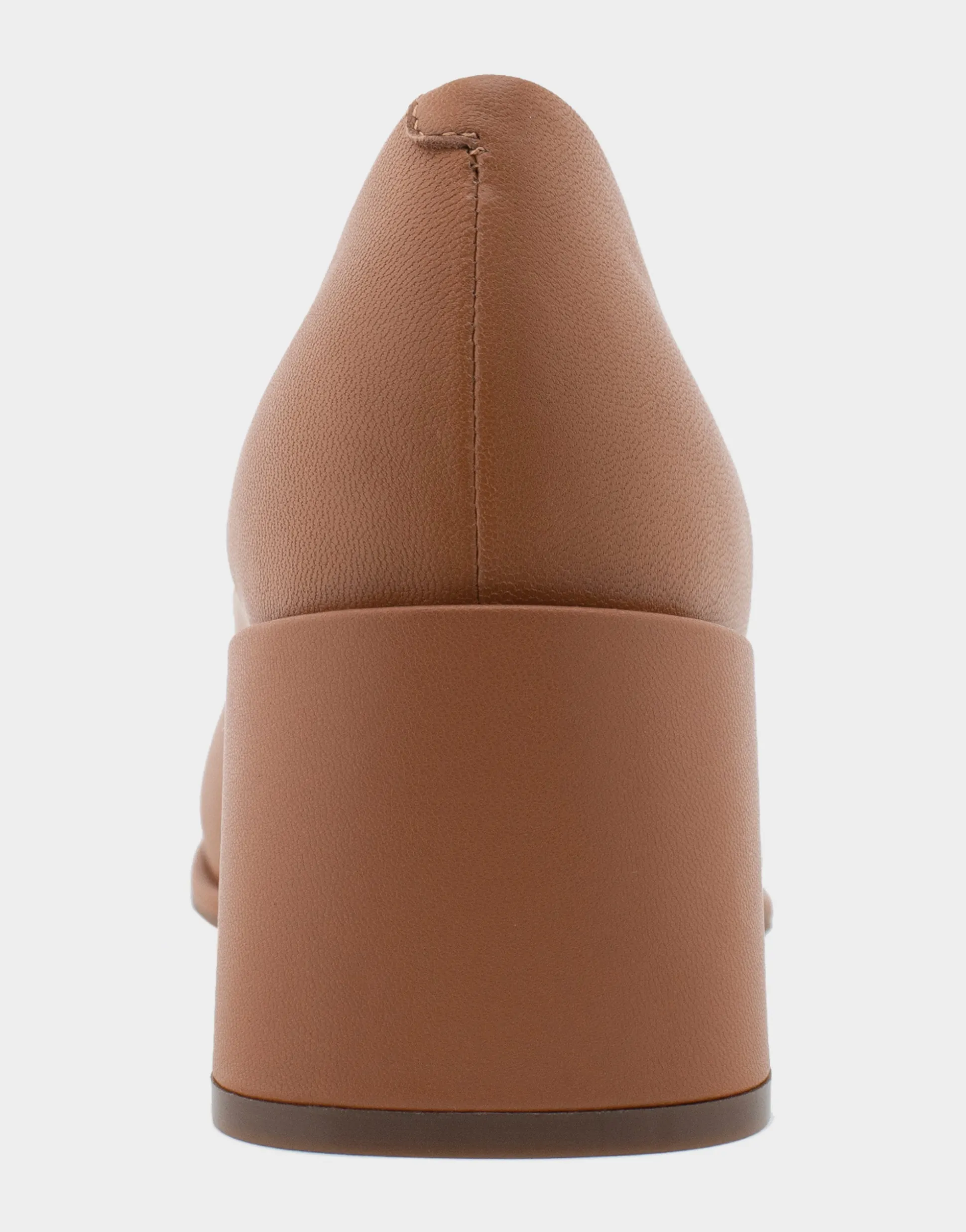Comfortable Women's Mid Heel Pump in Tan Genuine Leather