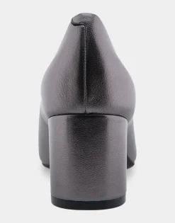 Comfortable Women's Mid Heel Pump in Gunmetal Genuine Leather