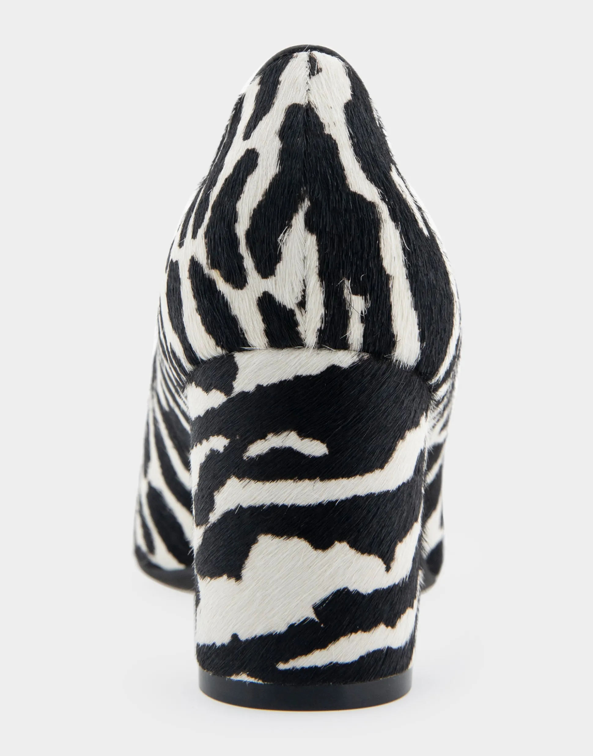 Comfortable Women's Mid Heel Pump in Zebra Print Calf Hair