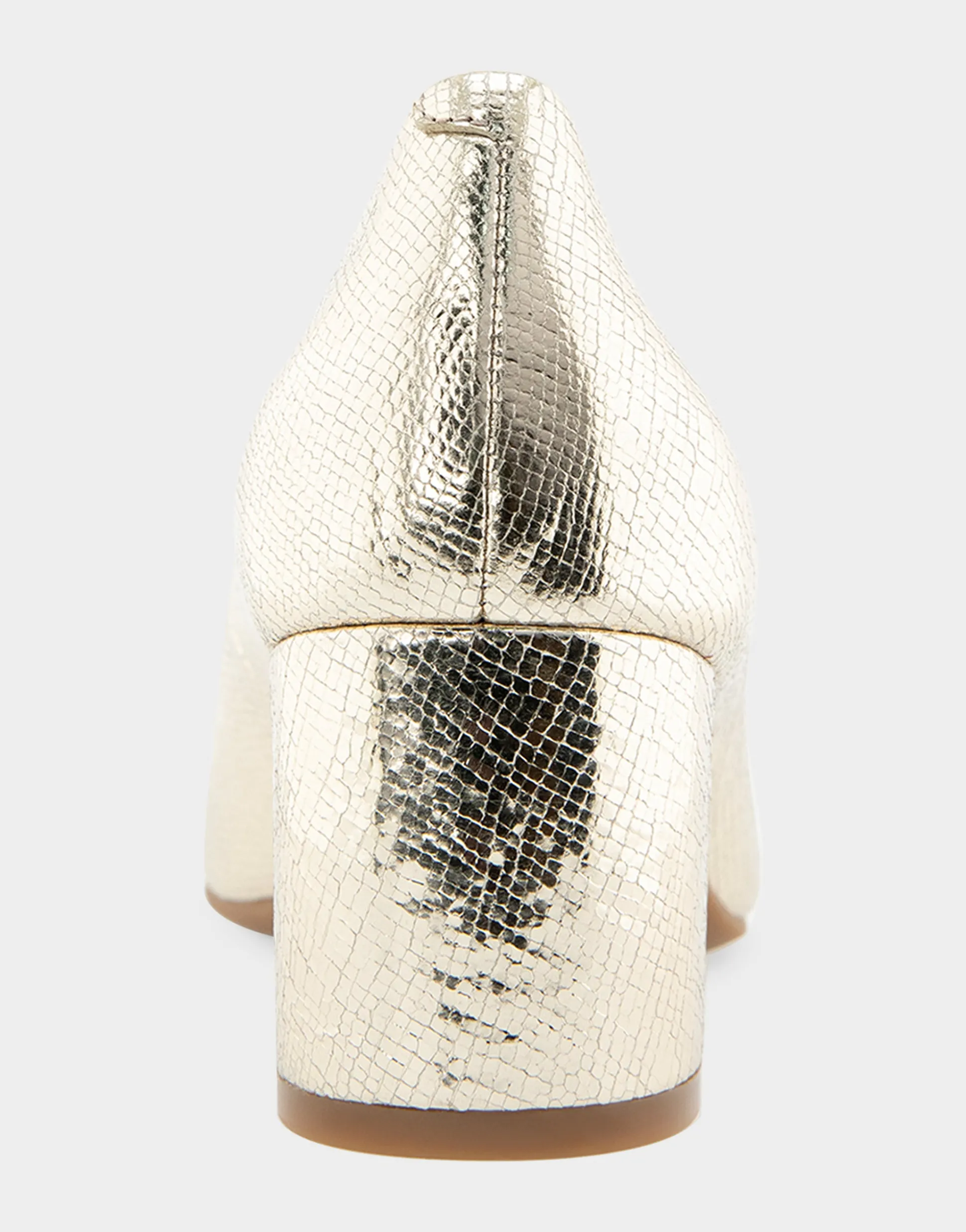 Comfortable Women's Mid Heel Pump in Soft Gold Leather