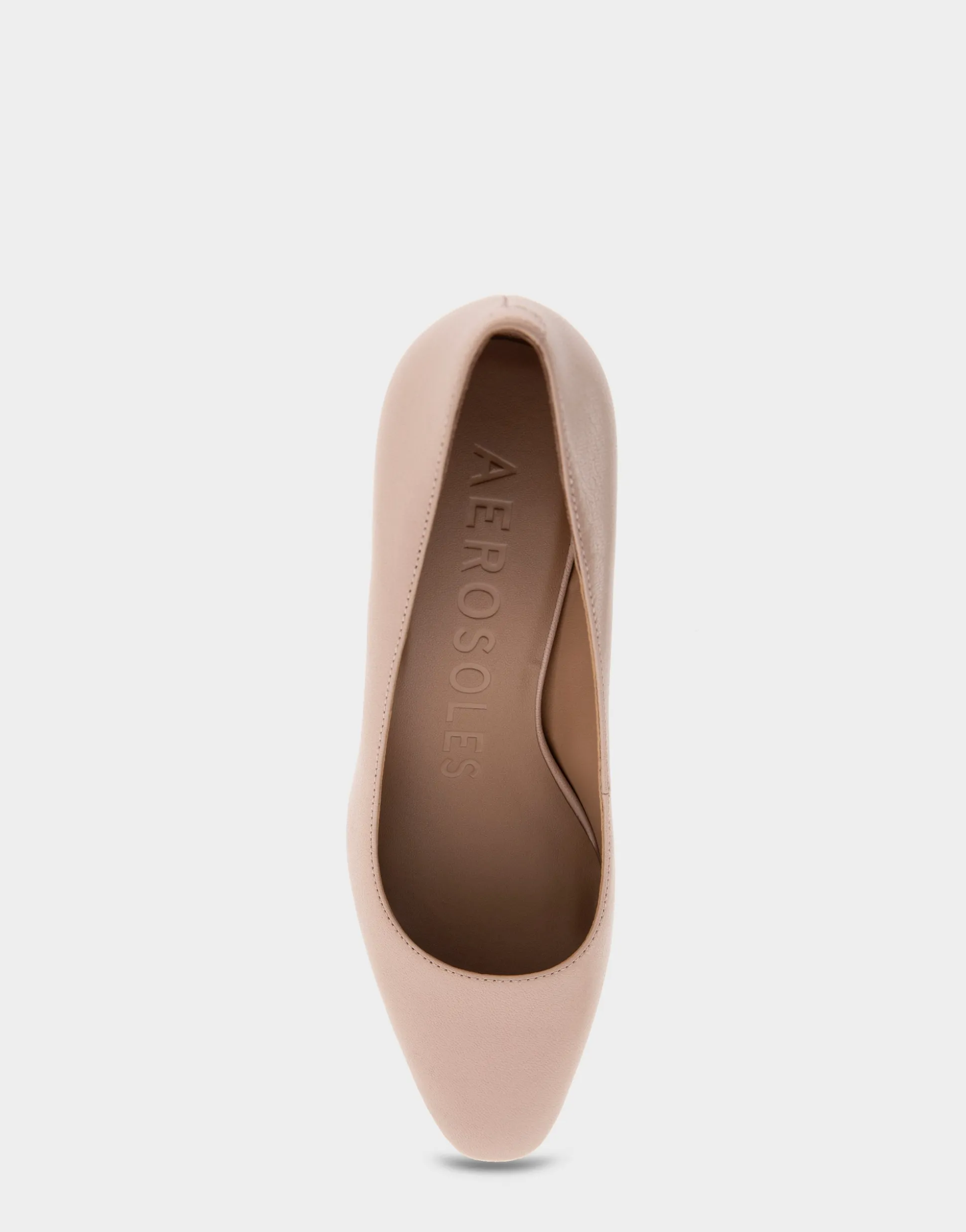 Comfortable Women's Mid-heel Pump in Cipria Leather