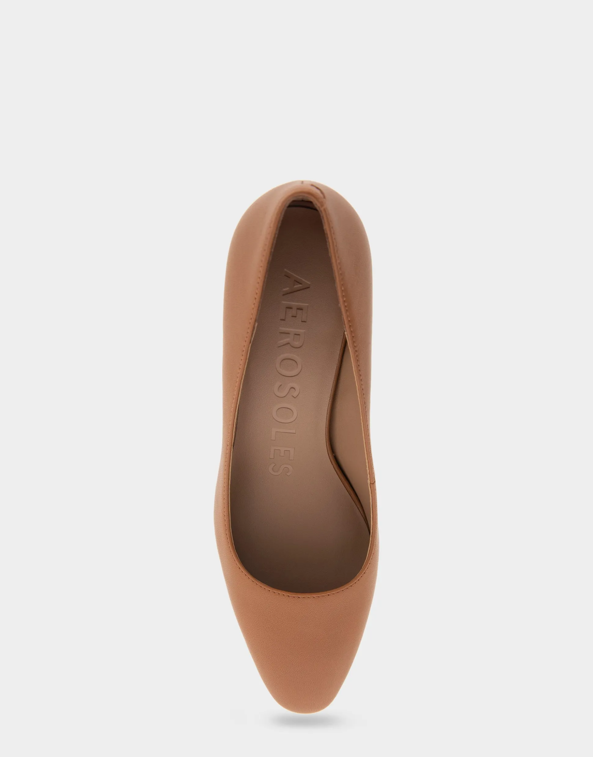 Comfortable Women's Mid-heel Pump in Tan Leather
