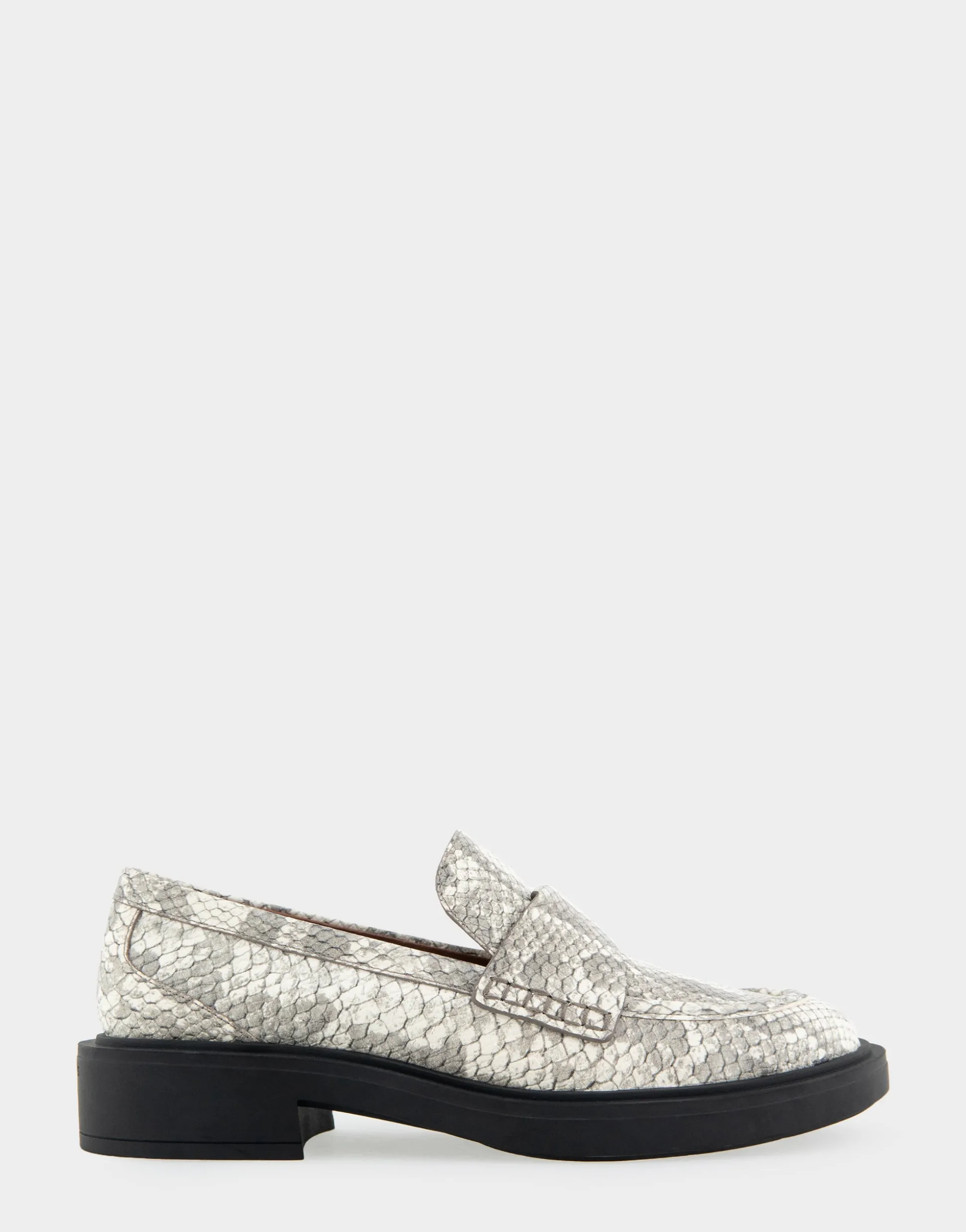 Comfortable Women's Molded Unit Loafer With Twisted Keeper in Roccia Snake Print Embossed Leather Leather