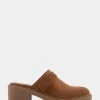 Comfortable Women's Molded Block Heel Mule in Tobacco Suede