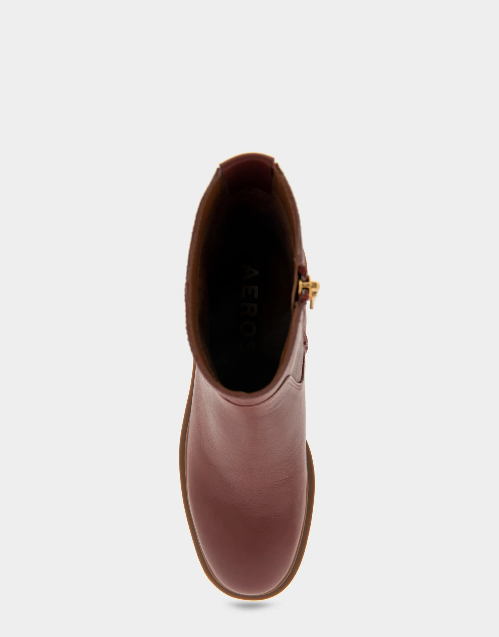 Comfortable Women's Molded Block Heel Bootie in Clay Leather Leather
