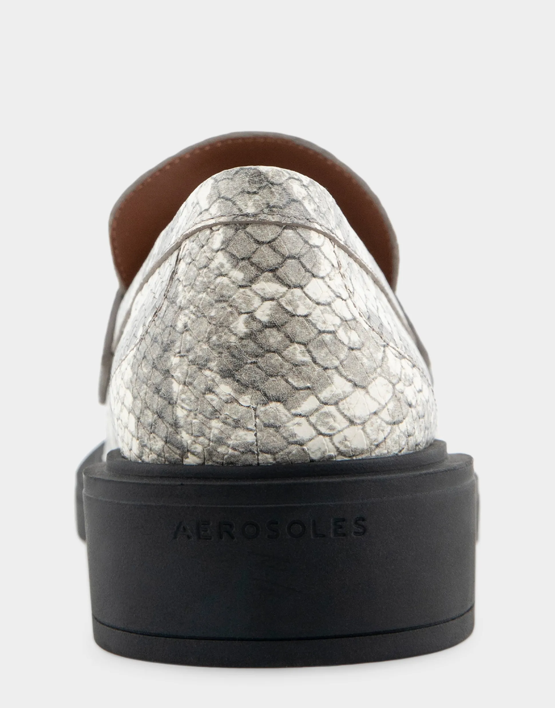 Comfortable Women's Molded Unit Loafer With Twisted Keeper in Roccia Snake Print Embossed Leather Leather