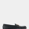 Comfortable Women's Ornamented Driver in Black Leather