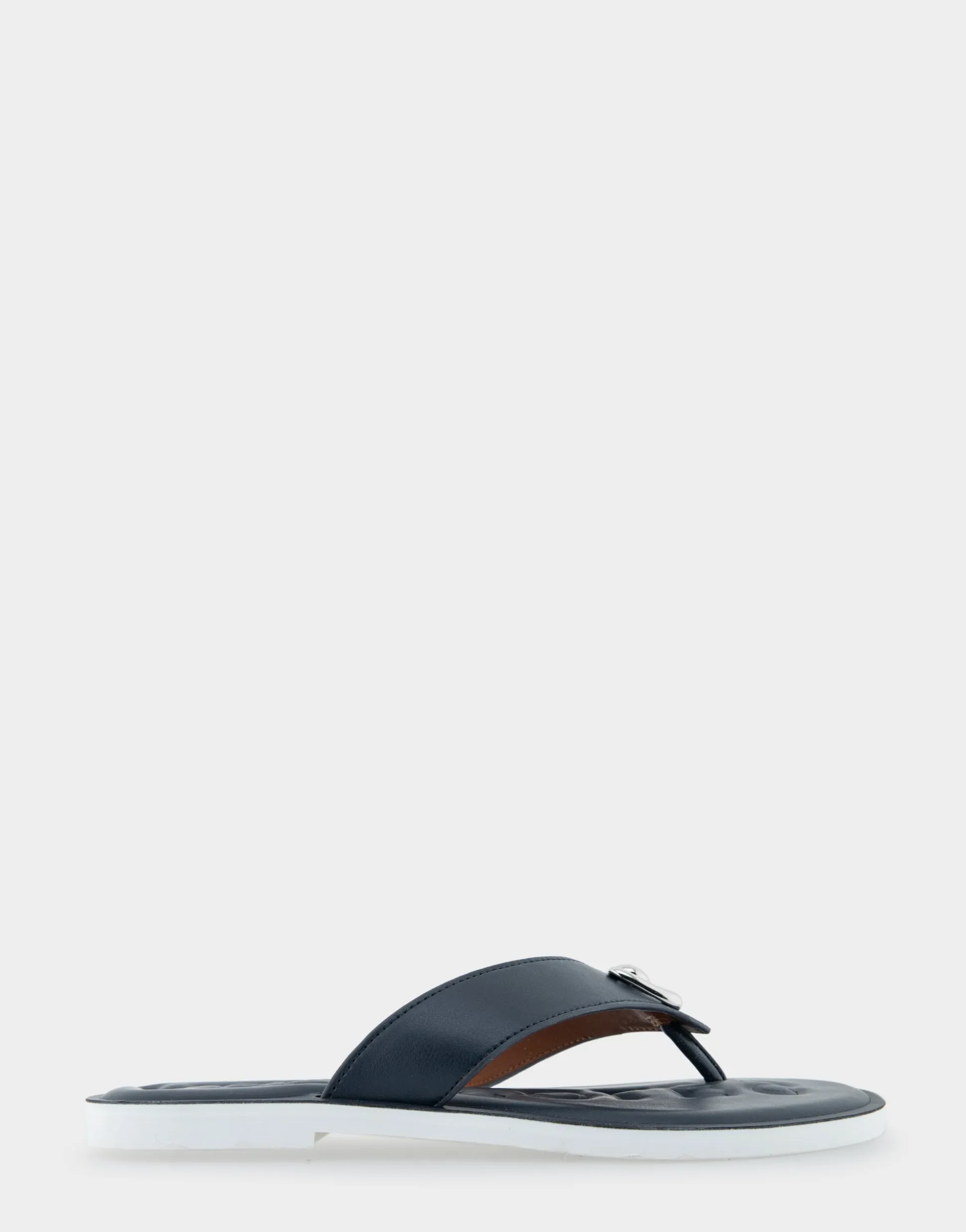 Comfortable Women's Ornamented Thong Sandal in Navy Faux Leather