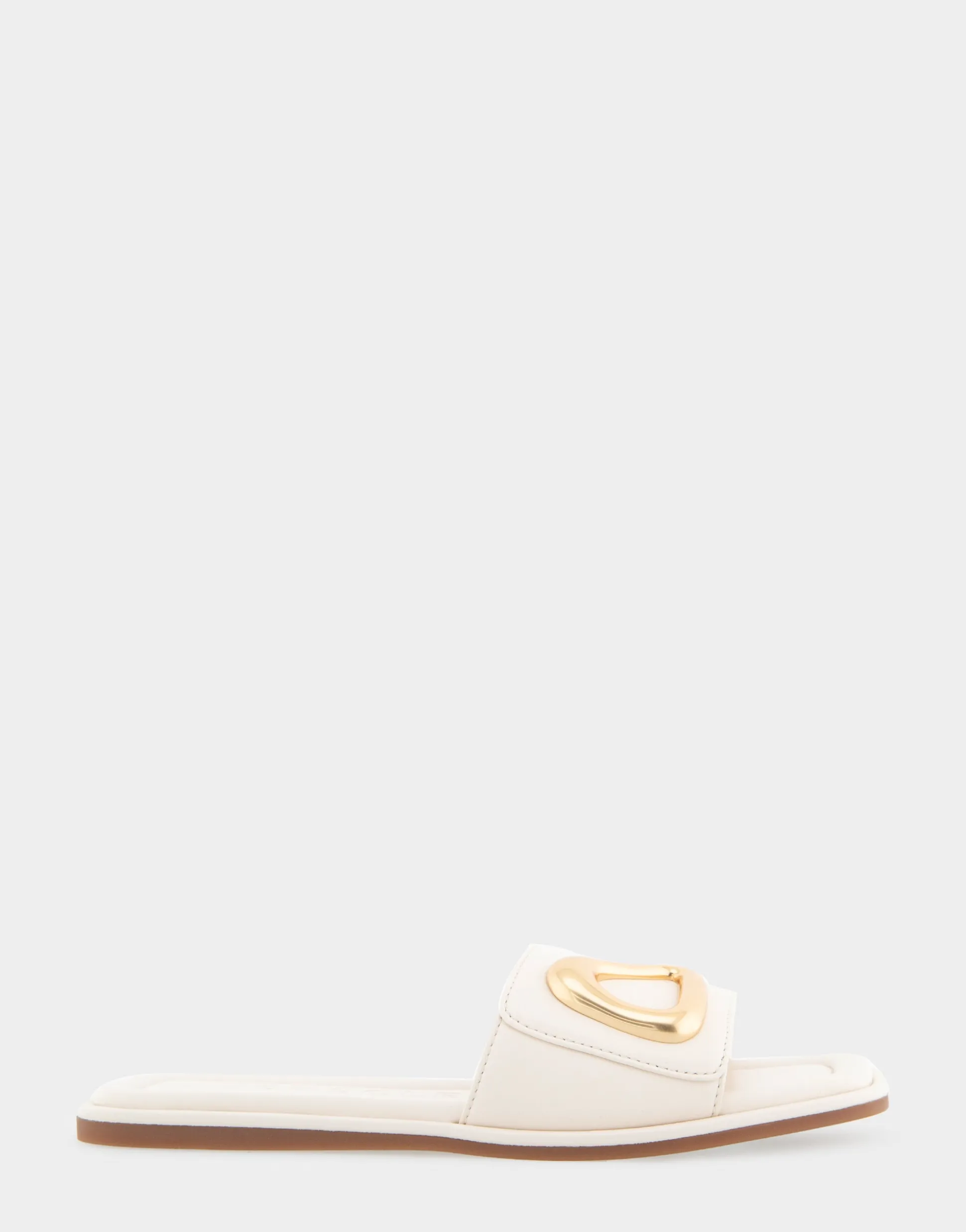 Comfortable Women's Ornamented Single Band Slide Sandal in Eggnog Leather
