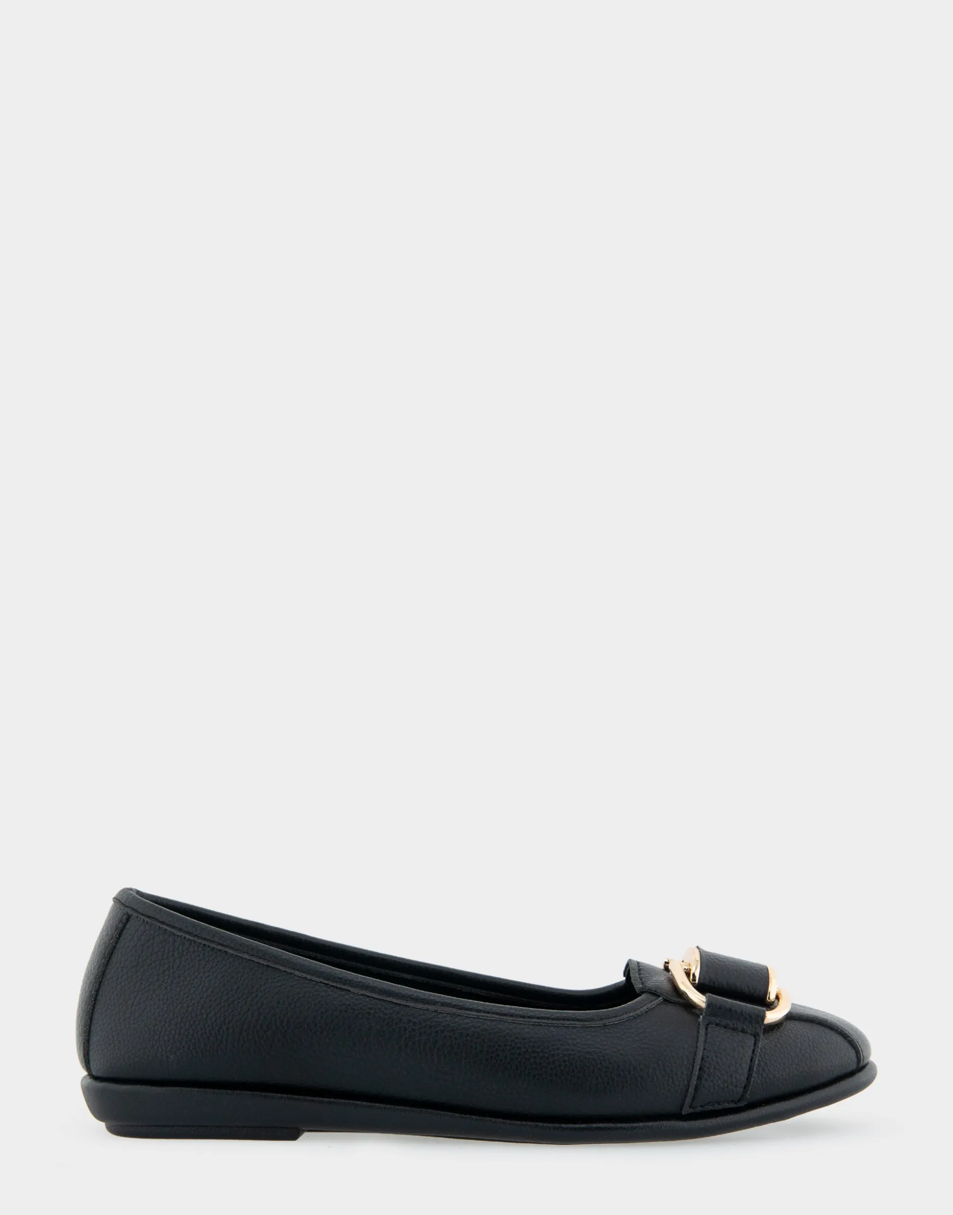 Comfortable Women's Ornamented Flat in Black Faux Leather