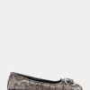 Comfortable Women's Ornamented Flat in Antique Bronze Snake Print Faux Leather Snake Faux Leather