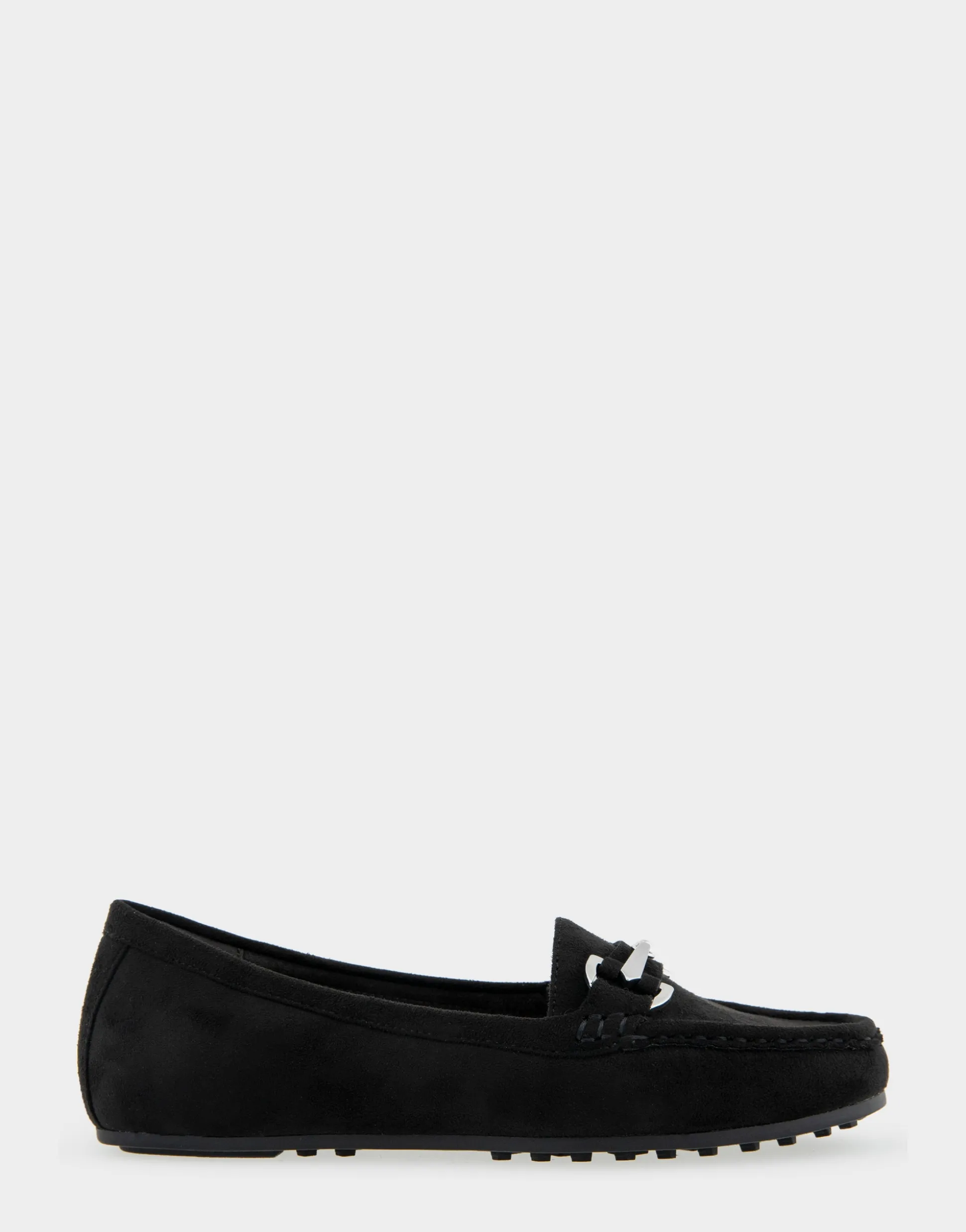 Comfortable Women's Ornamented Driver in Black Faux Suede