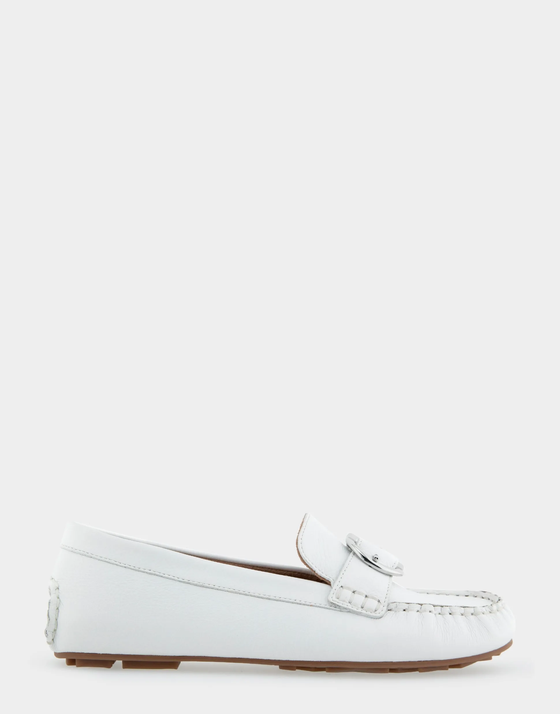 Comfortable Women's Ornamented Driver in White Leather