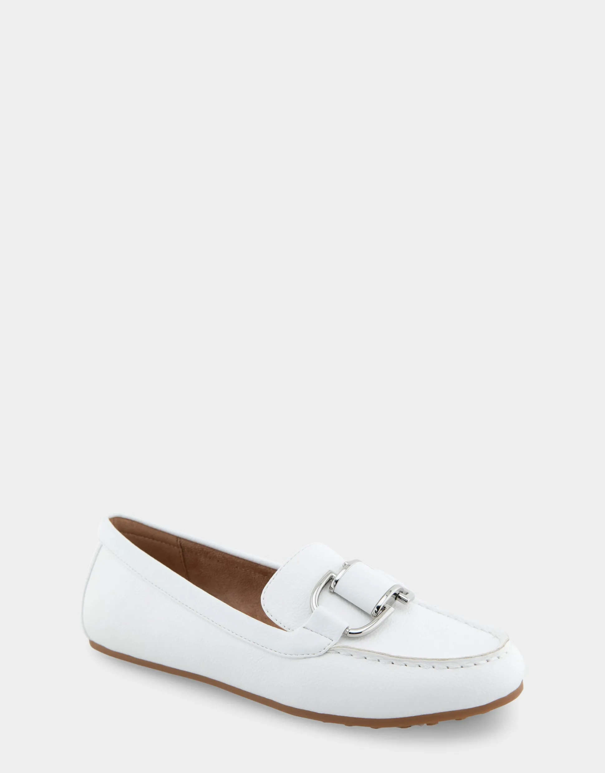 Comfortable Women's Ornamented Loafer in White Faux Leather