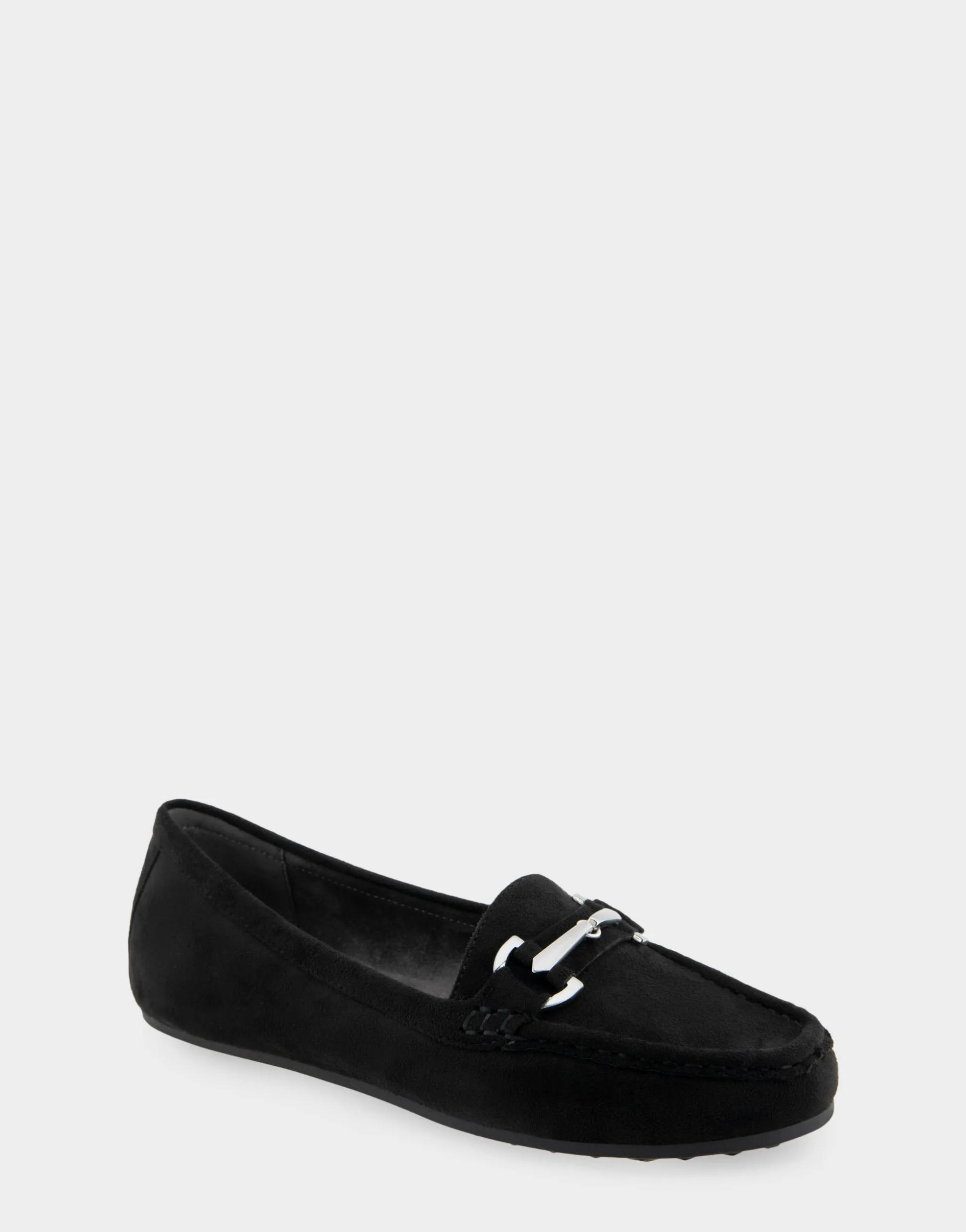 Comfortable Women's Ornamented Driver in Black Faux Suede