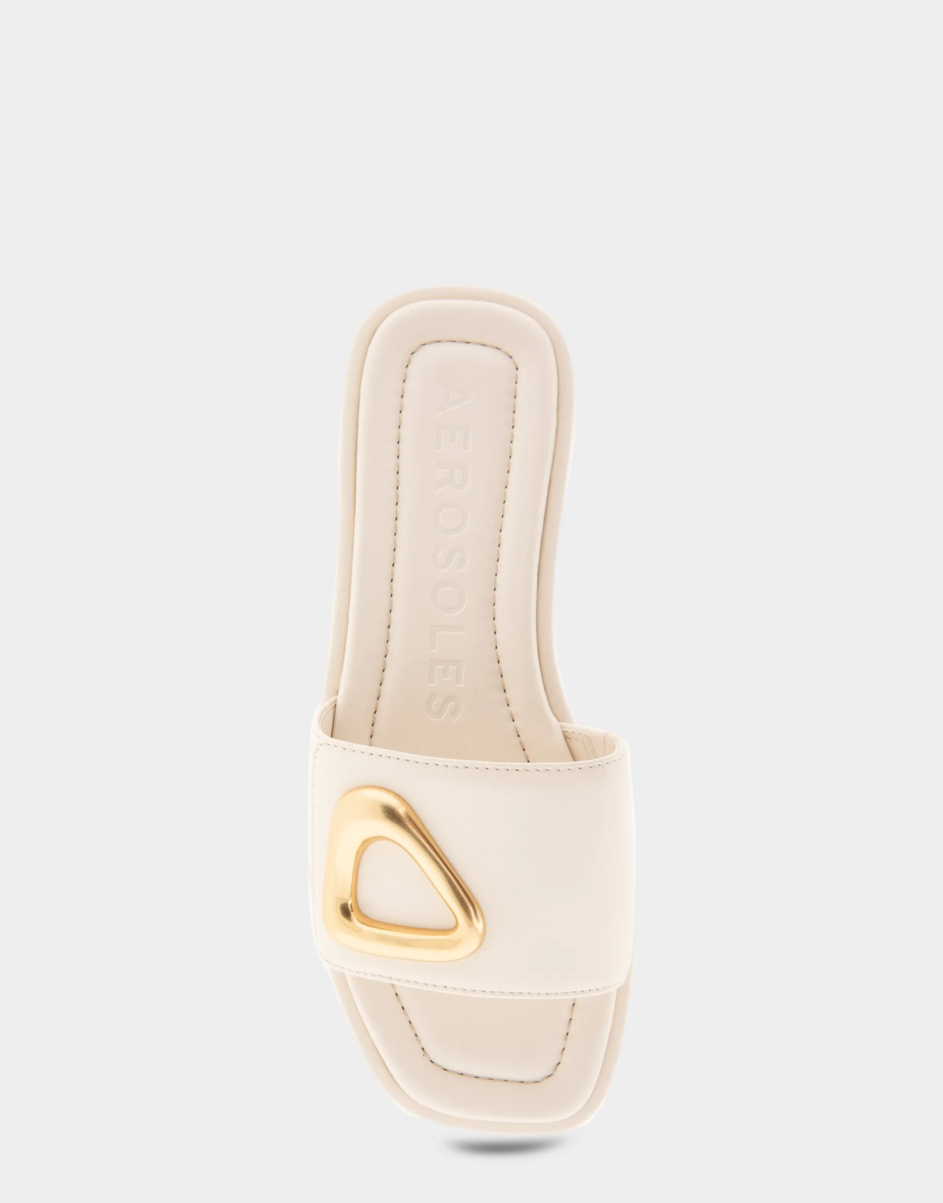 Comfortable Women's Ornamented Single Band Slide Sandal in Eggnog Leather