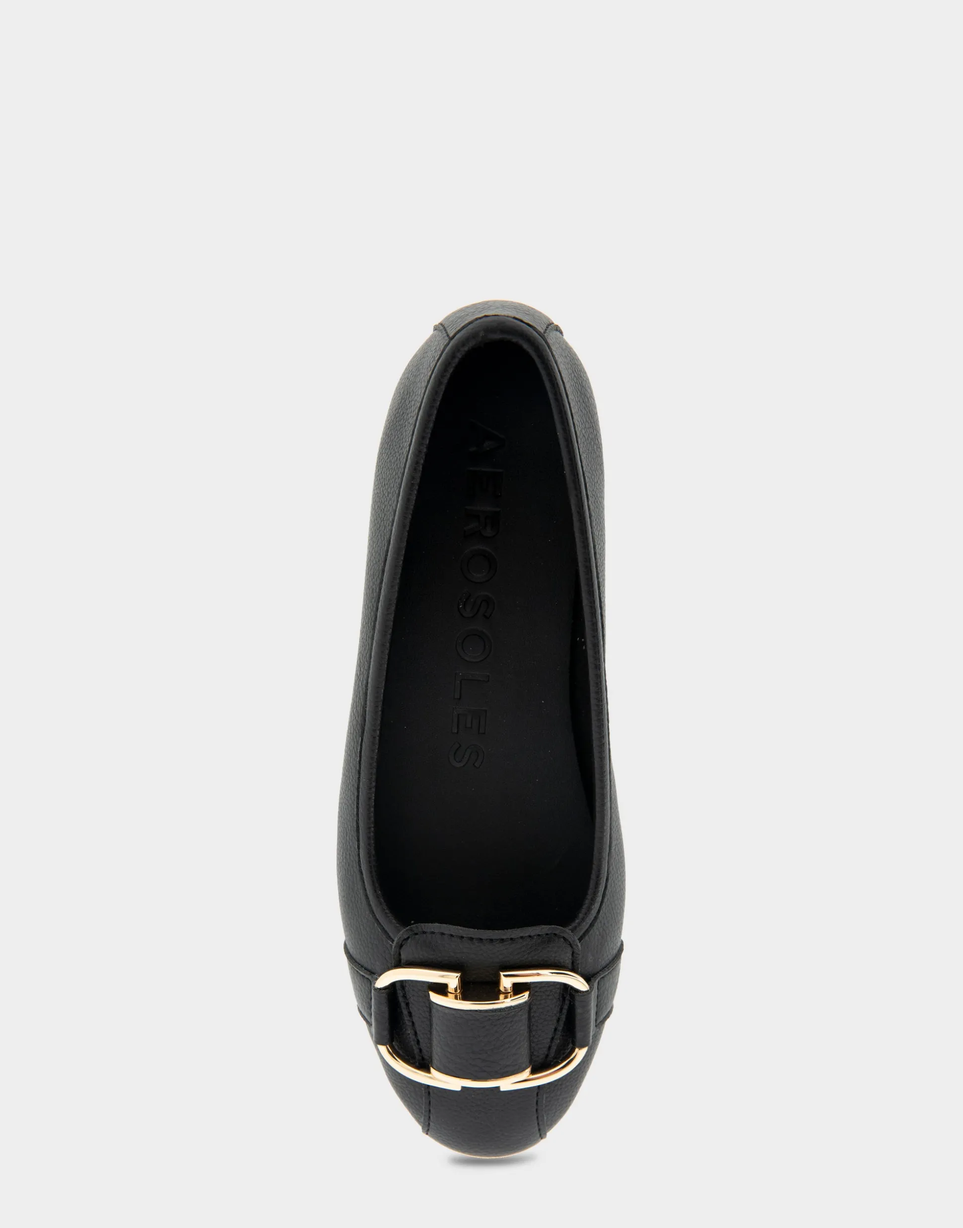 Comfortable Women's Ornamented Flat in Black Faux Leather