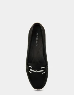Comfortable Women's Ornamented Driver in Black Faux Suede
