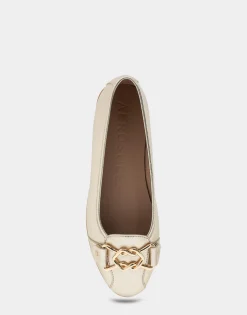 Comfortable Women's Ornamented Flat in Gold Faux Leather