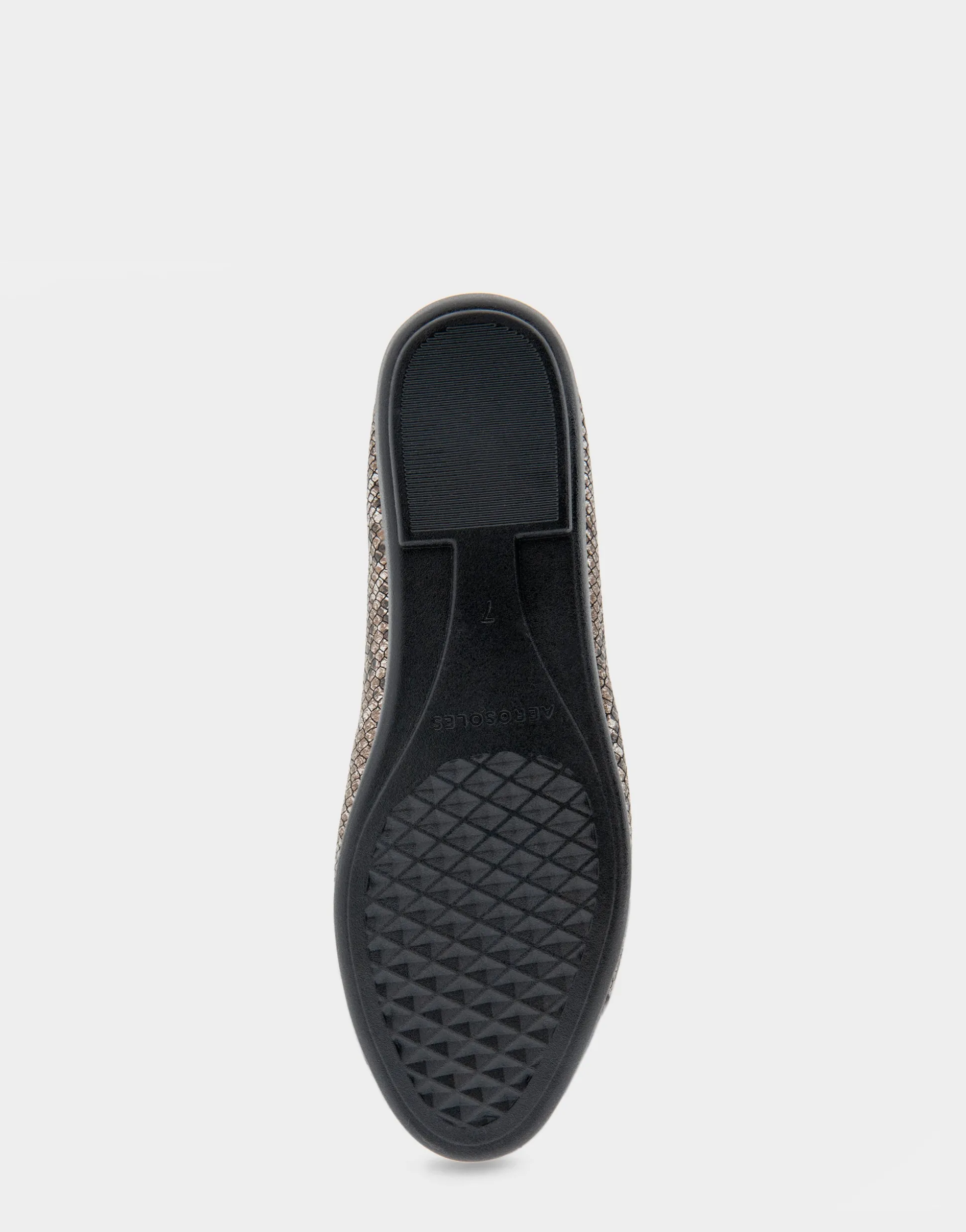 Comfortable Women's Ornamented Flat in Antique Bronze Snake Print Faux Leather Snake Faux Leather